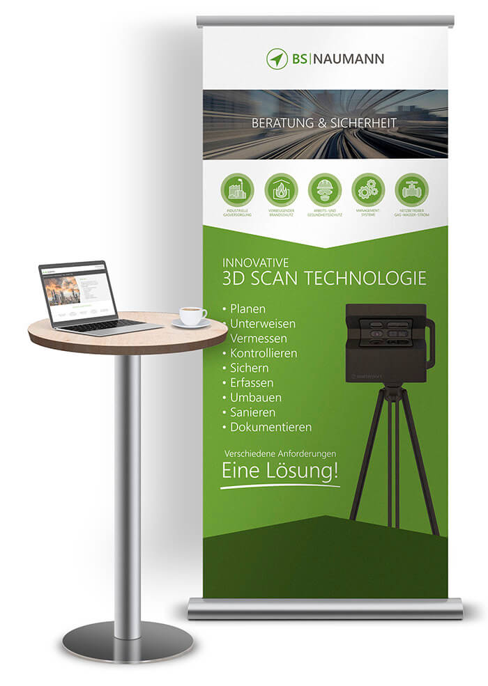Messe Roll-Up Banner Mockup für Firma BS-Naumann - Beratung und Sicherheit