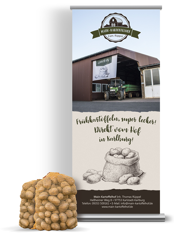 Verkaufs Roll-Up Banner Mockup für die Firma Main-Kartoffelhof aus Karlburg